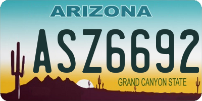 AZ license plate ASZ6692