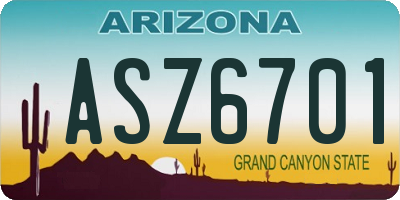 AZ license plate ASZ6701