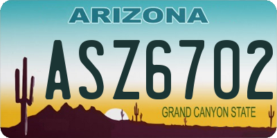 AZ license plate ASZ6702