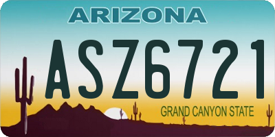 AZ license plate ASZ6721