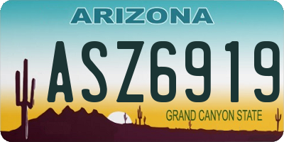 AZ license plate ASZ6919