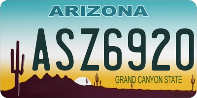 AZ license plate ASZ6920