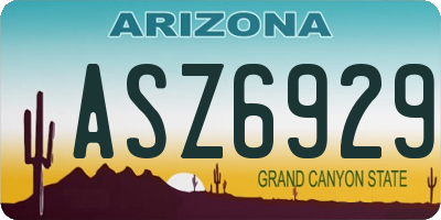 AZ license plate ASZ6929