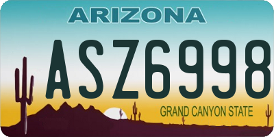 AZ license plate ASZ6998