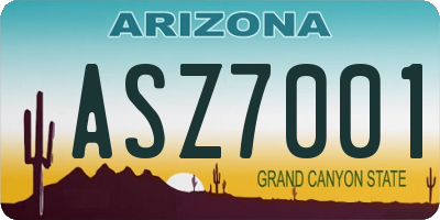 AZ license plate ASZ7001