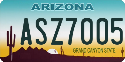 AZ license plate ASZ7005