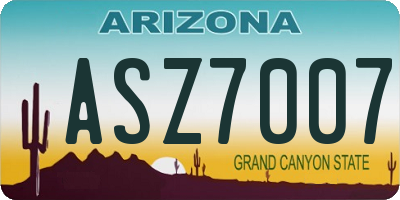 AZ license plate ASZ7007