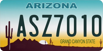AZ license plate ASZ7010
