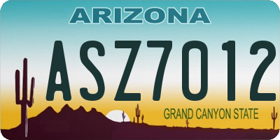 AZ license plate ASZ7012