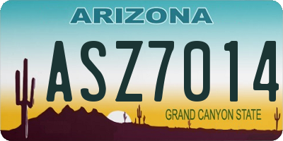 AZ license plate ASZ7014