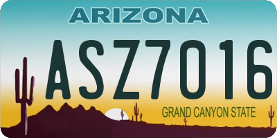 AZ license plate ASZ7016