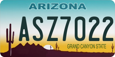 AZ license plate ASZ7022