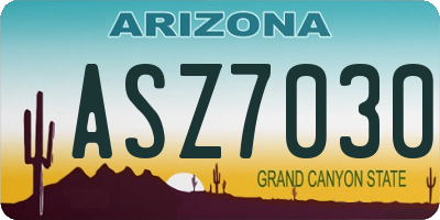 AZ license plate ASZ7030