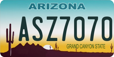 AZ license plate ASZ7070