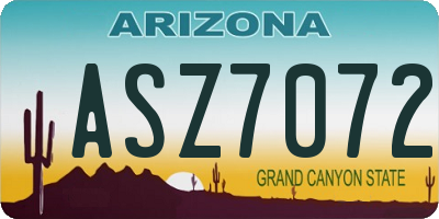AZ license plate ASZ7072