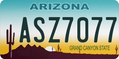 AZ license plate ASZ7077