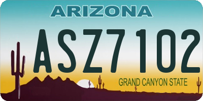 AZ license plate ASZ7102