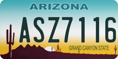 AZ license plate ASZ7116