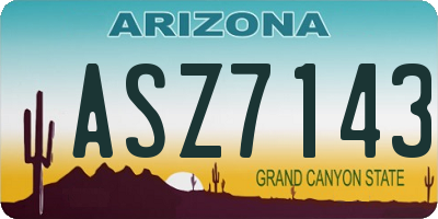 AZ license plate ASZ7143