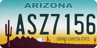 AZ license plate ASZ7156