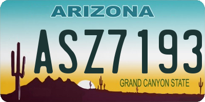 AZ license plate ASZ7193