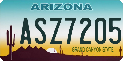 AZ license plate ASZ7205