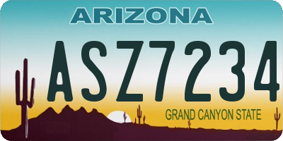 AZ license plate ASZ7234