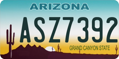 AZ license plate ASZ7392