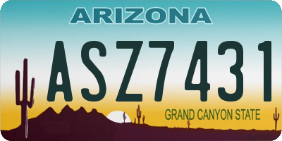 AZ license plate ASZ7431