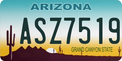 AZ license plate ASZ7519