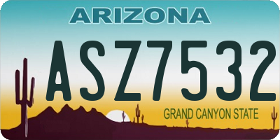 AZ license plate ASZ7532
