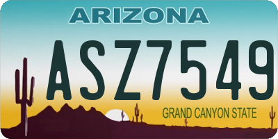 AZ license plate ASZ7549