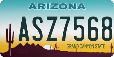 AZ license plate ASZ7568