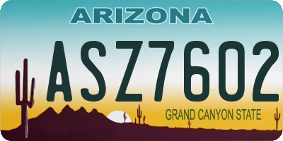AZ license plate ASZ7602