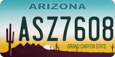 AZ license plate ASZ7608