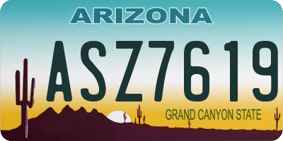 AZ license plate ASZ7619