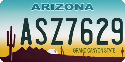 AZ license plate ASZ7629