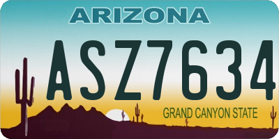 AZ license plate ASZ7634