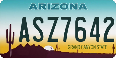 AZ license plate ASZ7642