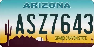 AZ license plate ASZ7643