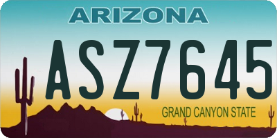 AZ license plate ASZ7645
