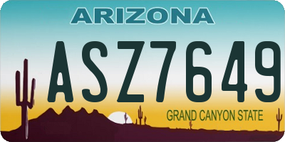 AZ license plate ASZ7649
