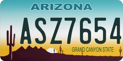AZ license plate ASZ7654