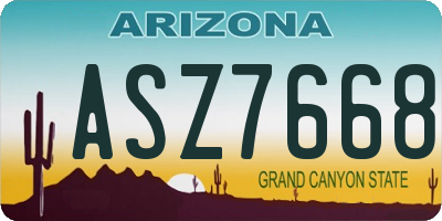 AZ license plate ASZ7668