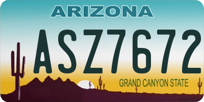 AZ license plate ASZ7672