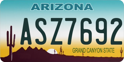 AZ license plate ASZ7692