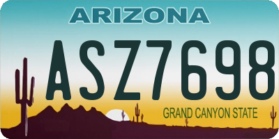 AZ license plate ASZ7698