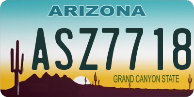 AZ license plate ASZ7718