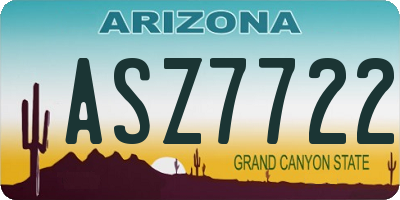 AZ license plate ASZ7722