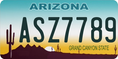 AZ license plate ASZ7789